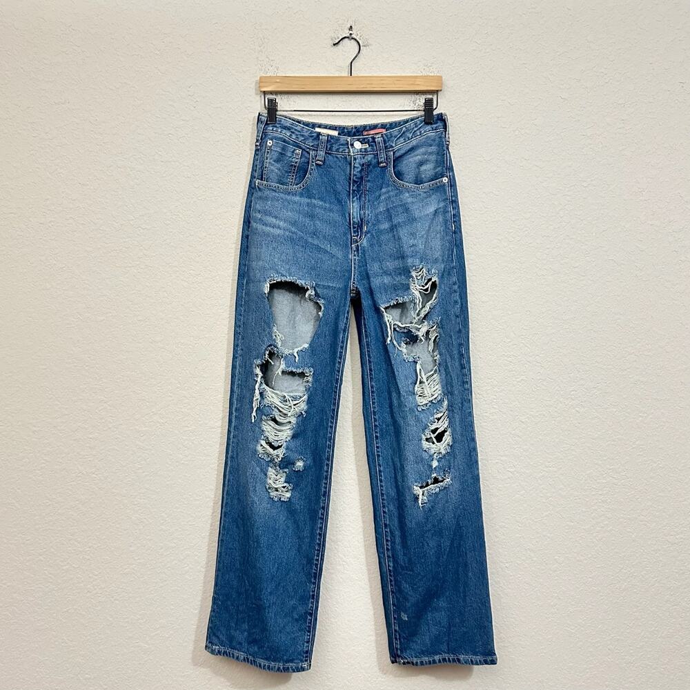 PILCRO ANTHROPOLOGIE Jeans Blue Distressed Straight Relaxed Grunge
